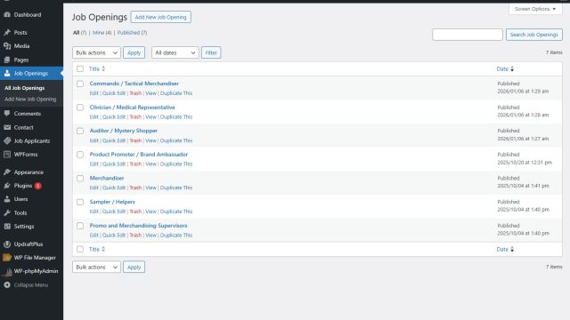 A custom plugin for posting job vacancies, seamlessly integrated with the application form.