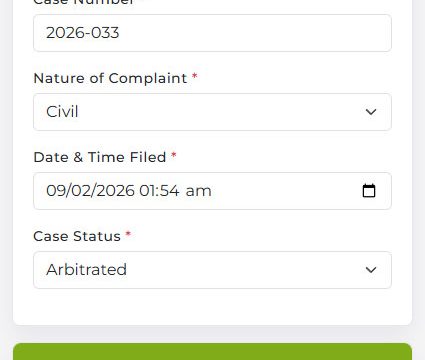 Form for editing case details and documenting additional proceedings such as mediations, conciliations, and arbitration outcomes.
