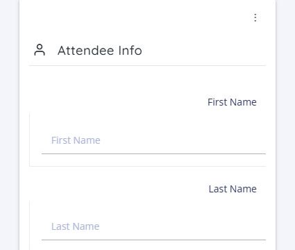 Attendee management forms with full create, read, update, and delete functionality