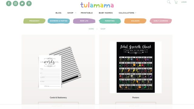Main Shop Page where products are organized into distinct classes.