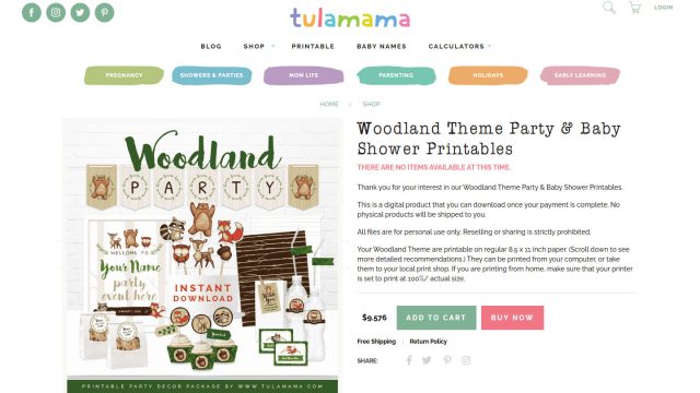 Individual Digital Product Page for downloadable goods.